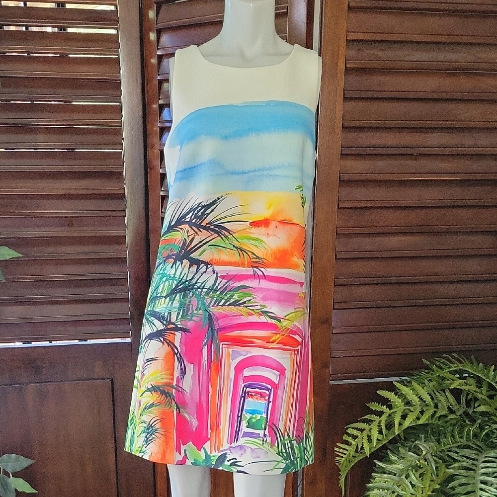 Alexia Admor Tropical Print Resort Vacation Sleeveless Dress Hawaii NWT Sz 8